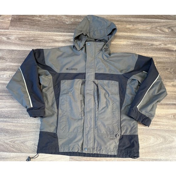 VINTAGE COLUMBIA BOULDER RIDGE 3 IN 1 JACKET MENS SIZE M GREEN BLACK *READ* - Picture 1 of 12